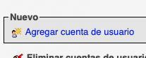 Menú agregar cuenta de usuario
